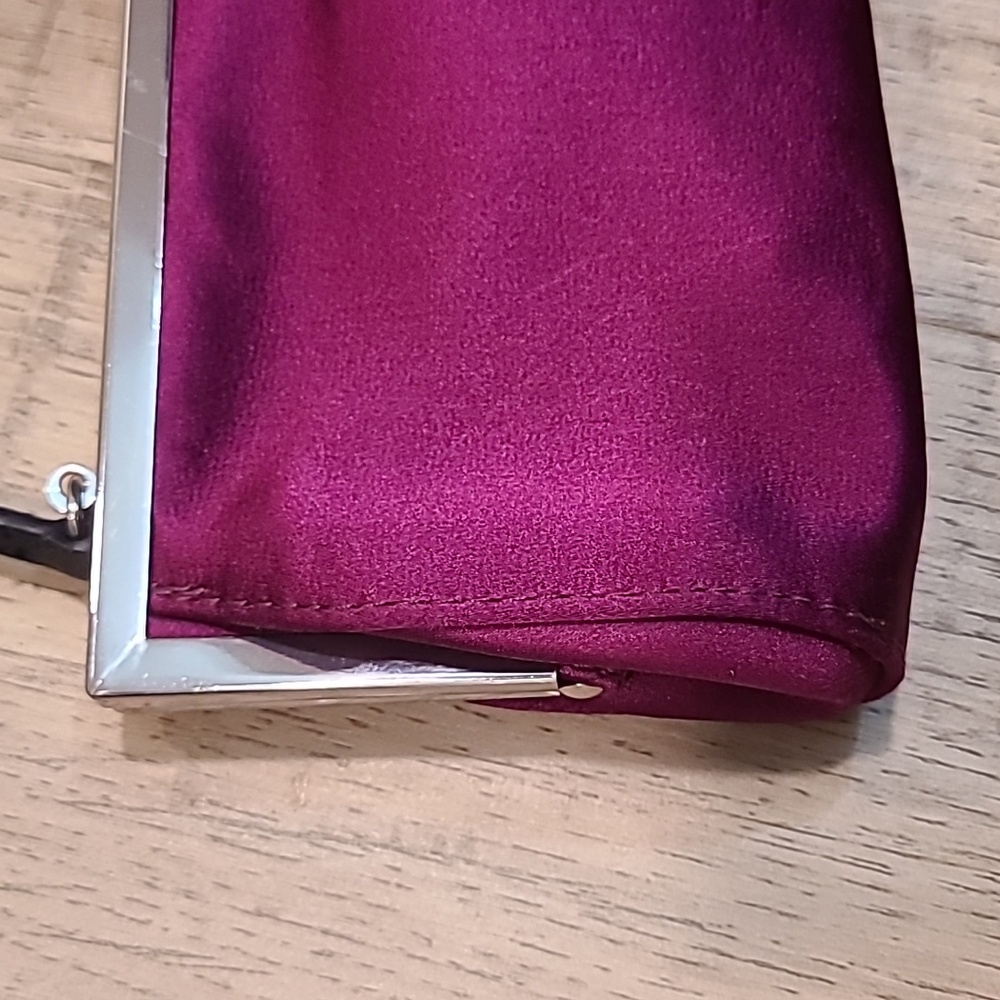 Vtg Y2K Jacob Purple Satin Frame Bag Adjustable Strap Clutch Handbag NWOT 💜 - Picture 2 of 7